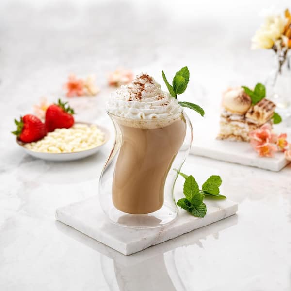 JoyJolt Pivot Lead Free Double Wall Glass Mug, 13.5 oz. (Set of 2)