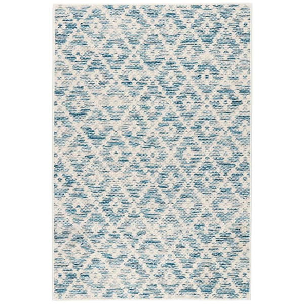 Melange Diamond Machine Washable Blue 6 ft. x 9 ft. Indoor Area Rug