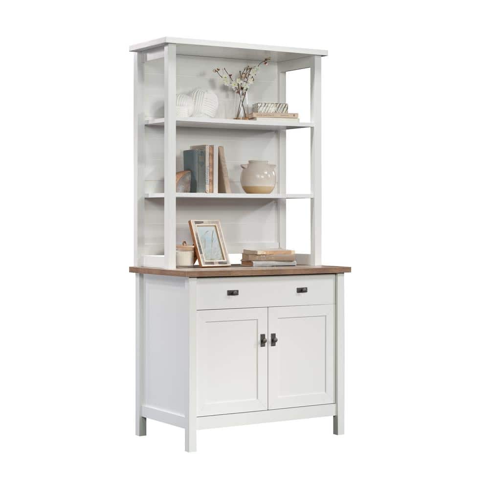 White and Oak Cottage Road Library Base with Hutch
