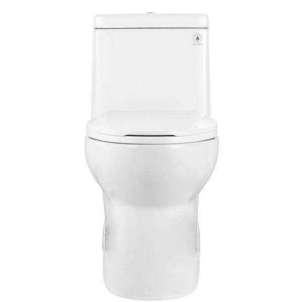 HOROW 1-piece 1.1 GPF/1.6 GPF Dual Flush Round Toilet in. White with  Durable Urea-formaldehyde Seat Included UB003U - The Home Depot