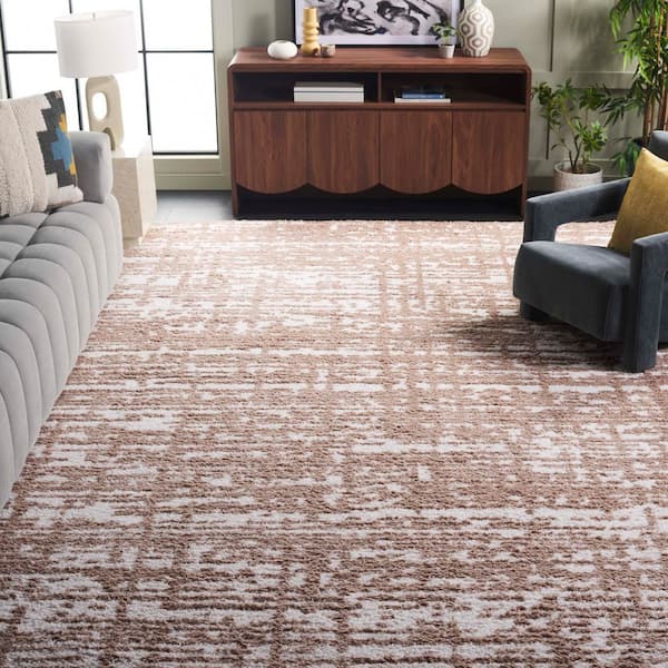 Rumi Shag 8 ft. x 10 ft. Beige/Ivory Distressed Area Rug