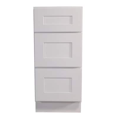 Brookings Plywood Assembled Shaker 15x34.5x24 in. 3-Drawer Base Kitchen Cabinet with in White