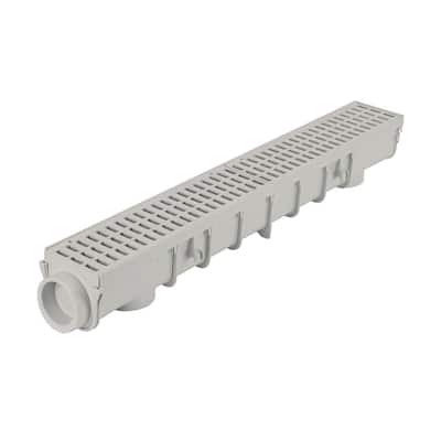 Pro Series 5 in. x 40 in. Channel Drain and Grate Kit with End Outlet