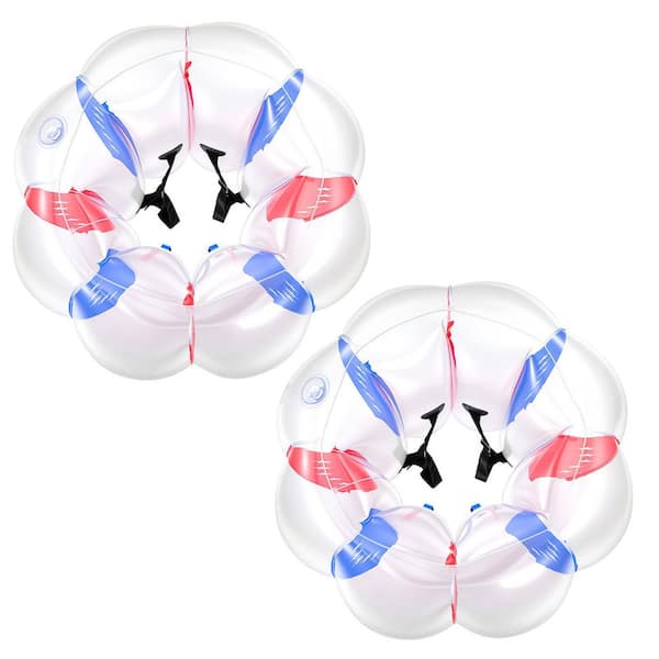 4 ft. 2-Pack Inflatable Bumper Balls Blue Plus Red Human Bubble for Teens with Handle, Thickened PVC for Outdoor