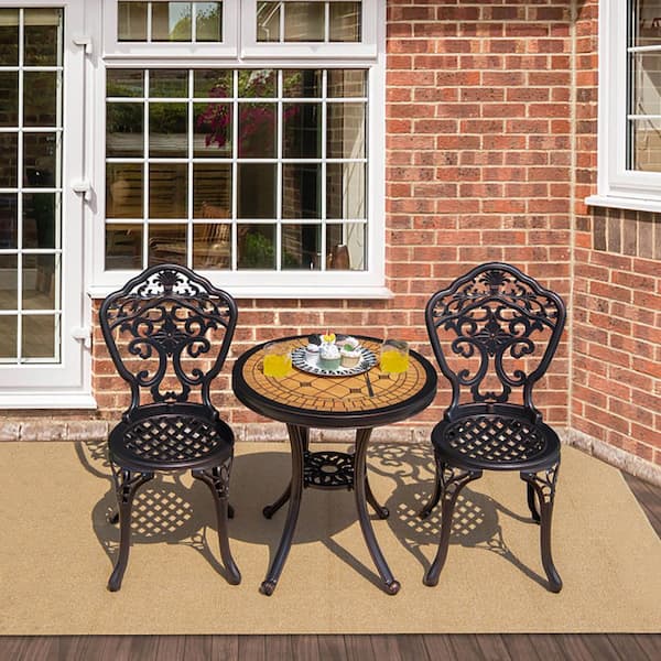 Boyel Living 3-Piece All-Weather Cast Aluminum Outdoor Bistro Set-Copper