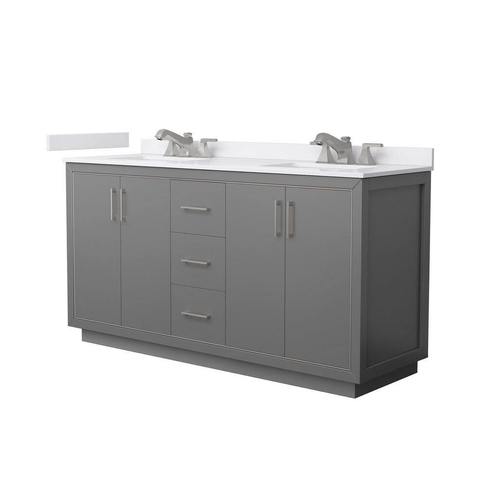 Icon 66 in. Double Freestanding Dark Gray Bath Vanity with White Cultured Marble Top Assembled price history on PriceWatchPro