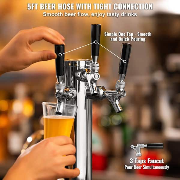 T Style 4-Faucet Draft Beer Tower U2013 Polished Stainless Steel