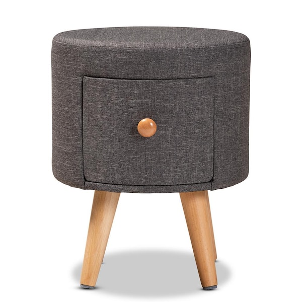 Baxton Studio Rocco Dark Grey and Oak Brown Ottoman Stool