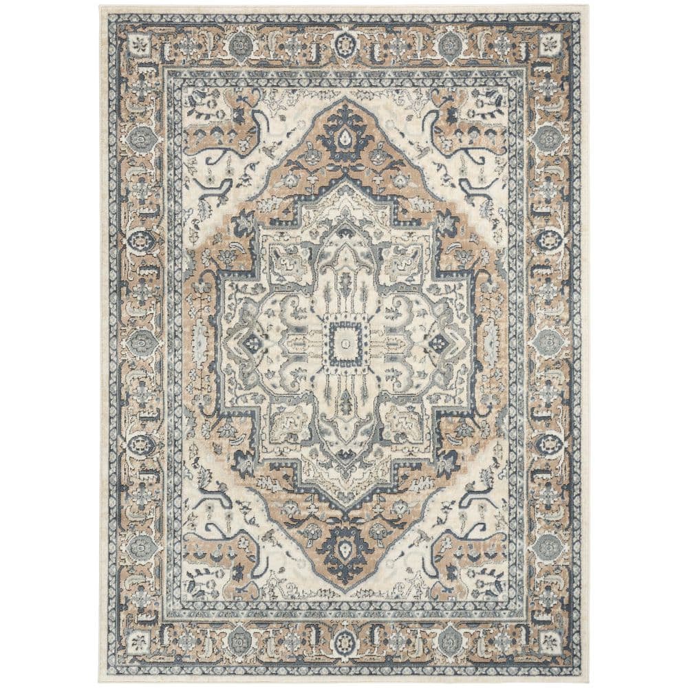 Concerto Ivory Taupe 5 ft. x 7 ft. Center medallion Traditional Area Rug price history on PriceWatchPro