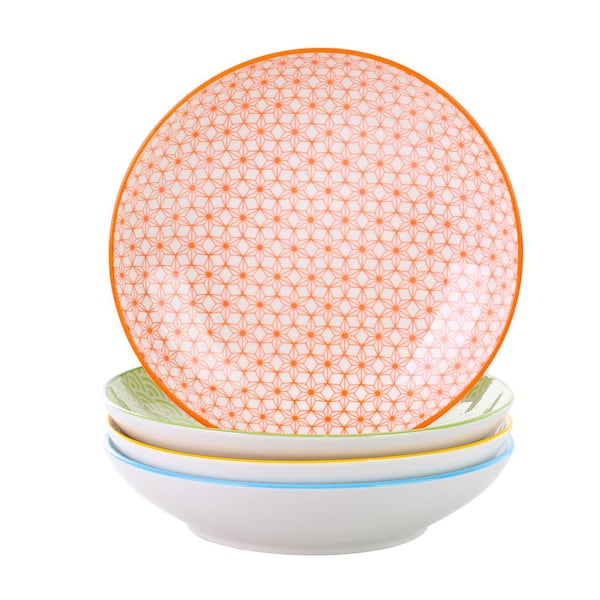 vancasso 24 fl. oz. Assorted Colors Porcelain Plate Set for Soup Salad Pasta Dessert (Set of 4)
