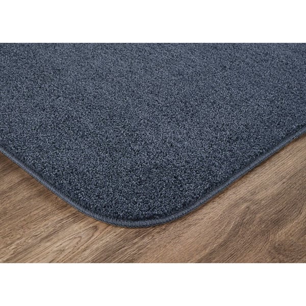 Gramercy Slate Blue Solid Polypropylene Rectangle Washable 4 Piece (No Lid) Bath Rug Set