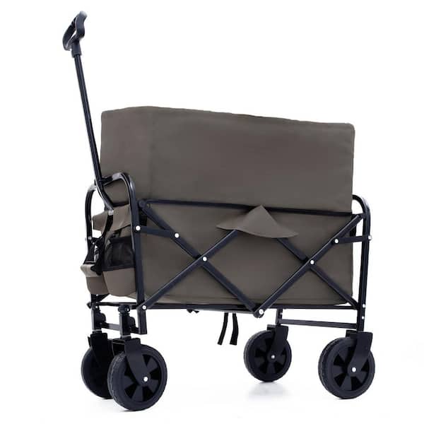 2.2 cu. ft. Steel Garden Cart Highly Extendable Collapsible Pull Rope Sealing in Green
