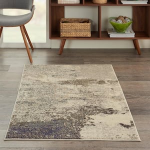Celestial Ivory/Grey 3 ft. x 5 ft. Abstract Modern Kitchen Area Rug