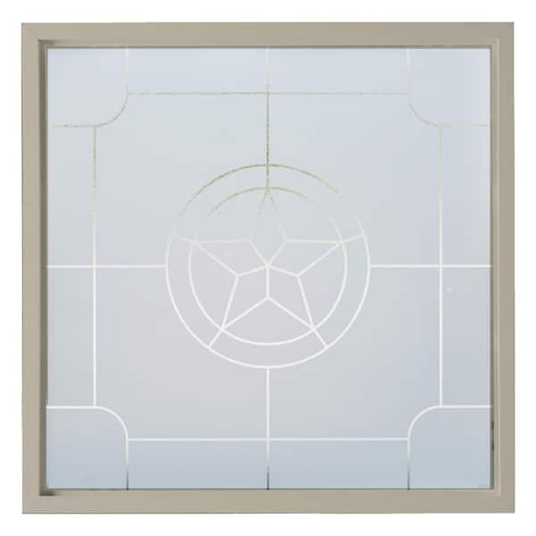 47.5 in. x 47.5 in. Texas Star Decorative Glass Driftwood Vinyl New Construction Frame Window