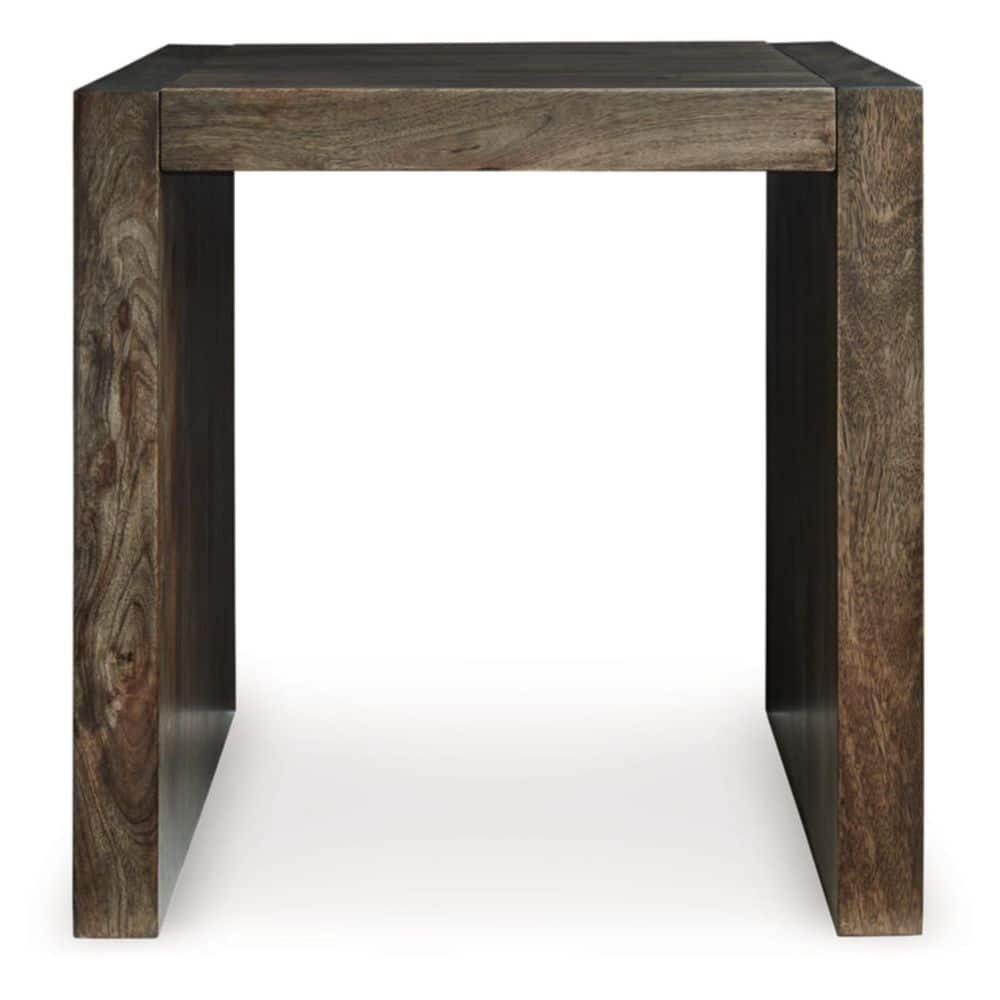 Brown Wood Square End Table with Diamond Design