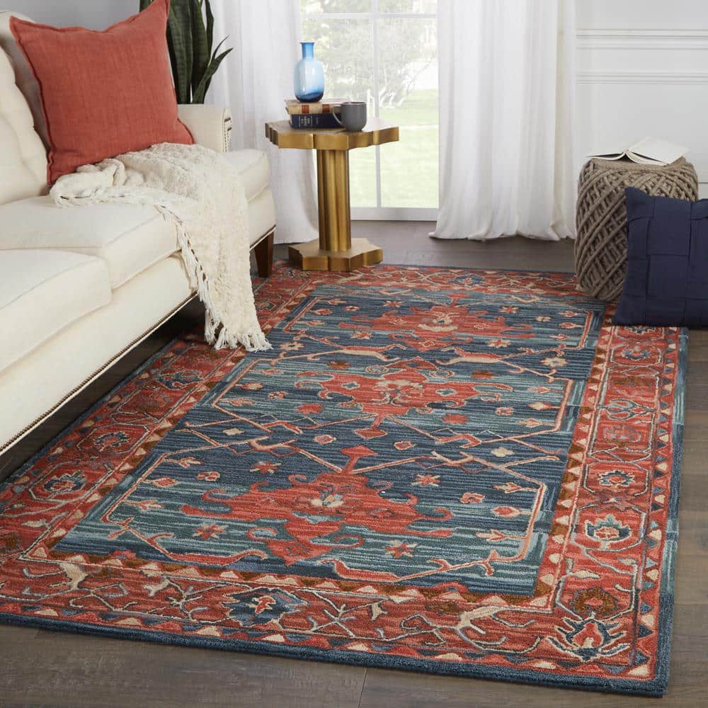 Handmade Blue Wool Medallion Tufted 5' x 8' Rug