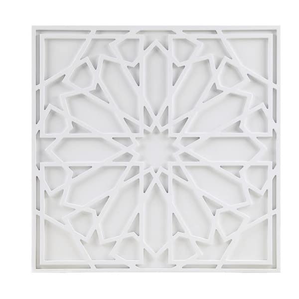 Miscool Anky 1-Piece Framed Art Print 23.6 in. x 23.6 in. White Medallion Wood Wall Decor