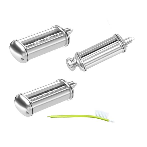 Stainless Steel Pasta Maker Attachment Set w 8 Thickness Settings, Roller, Spaghetti Fettuccine Cutter for Stand Mixers