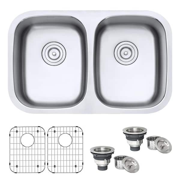 Parmi 29 in. Undermount 50/50 Double Bowl 16-Gauge Stainless Steel Kitchen Sink with Gently Rounded Corners