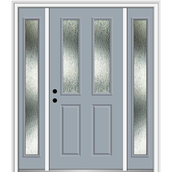 MMI Door Rain Glass 64 in. x 80 in. Right-Hand Inswing Storm Cloud Fiberglass Prehung Front Door on 6-9/16 in. Frame