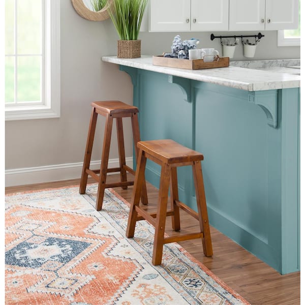 Darby 29 in. Honey Brown Backless Wood Bar Stool with Wood Seat