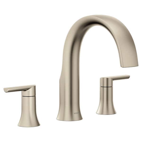 Doux 2-Handle Tub Deck Mount Roman Tub Faucet in Brushed Nickel