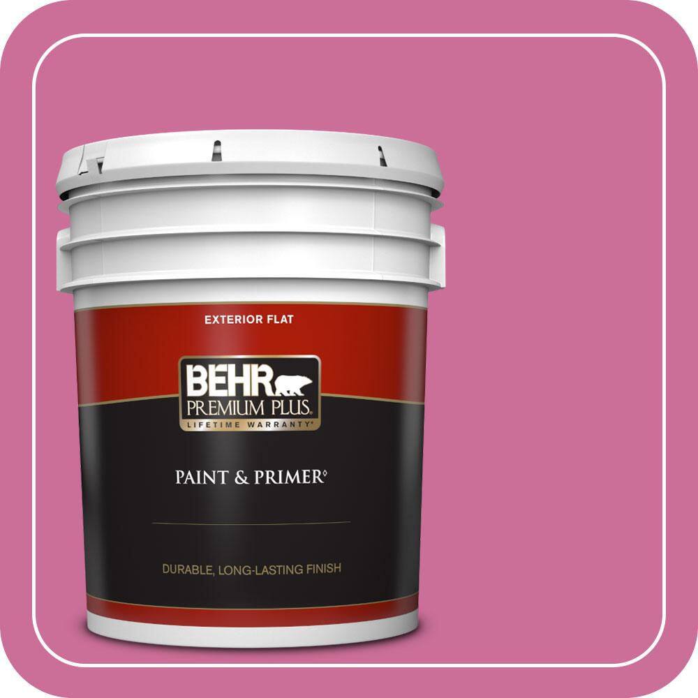 BEHR PREMIUM PLUS 5 gal. #100B-6 Fuchsia Kiss Flat Exterior Paint