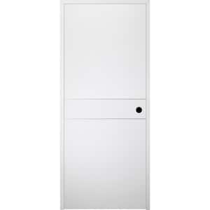 28 in x 80 in Stella 2HN Snow White Finished Aluminum Strips Left-Hand Solid Core Composite Single Prehung Interior Door