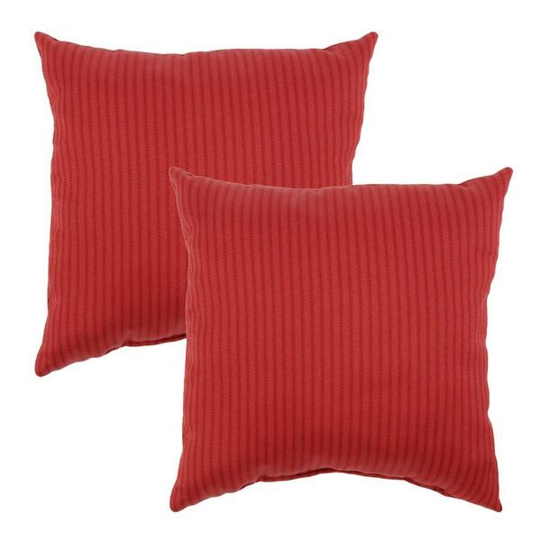 Hampton Bay Chili Solid Outdoor Throw Pillow (2-Pack)