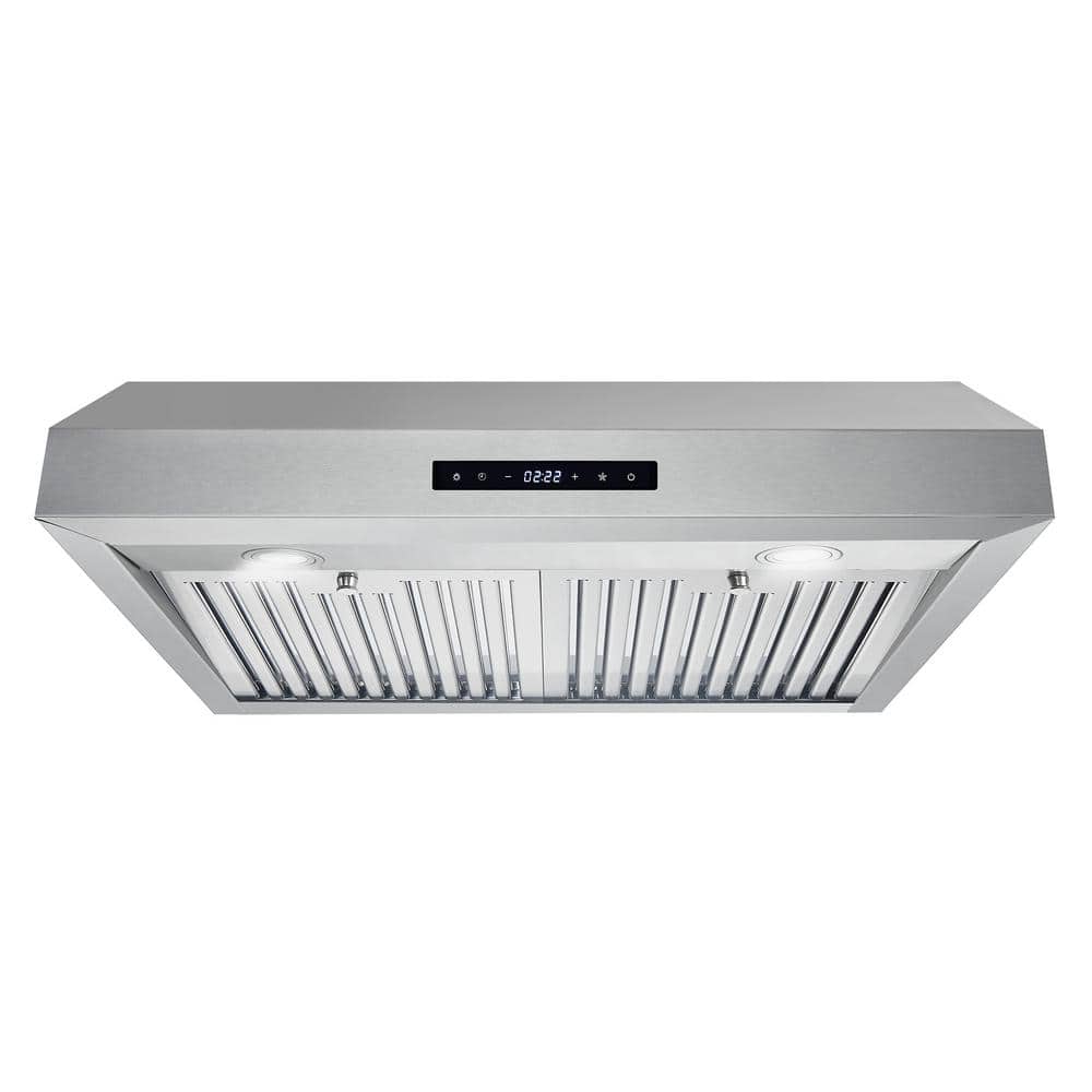 Cosmo 30 in. Ducted Under Cabinet Range Hood in Stainless Steel with Touch Display and Permanent Filters, Silver