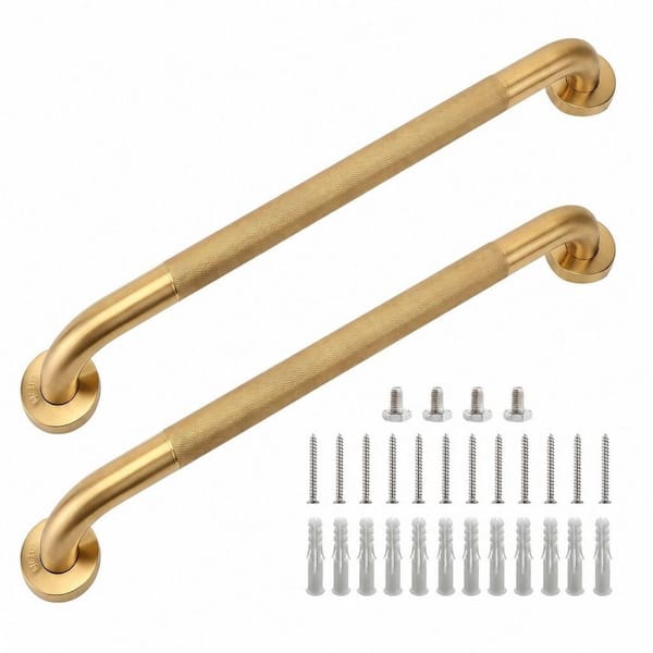 24 in. Shower Grab Bar in Gold, 304 Stainless Steel Anti-Slip Bathroom Grab Bar, Handicap Shower Grab Bar (2-Pack)