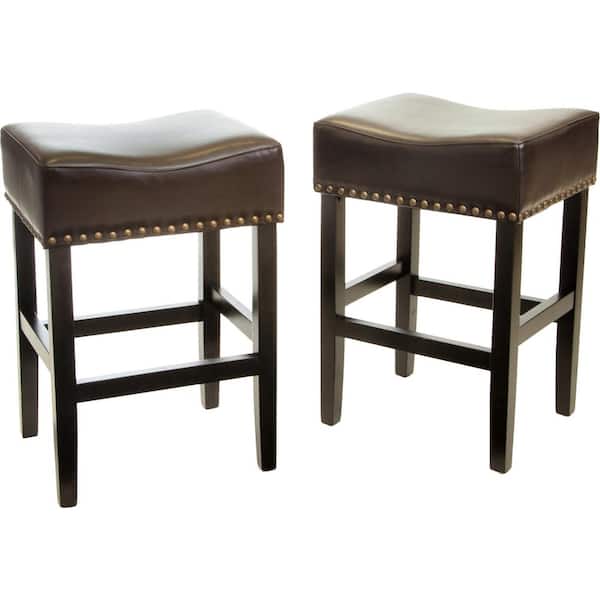 Noble House Lisette 26 in. Brown Cushioned Counter stool (Set of 2)