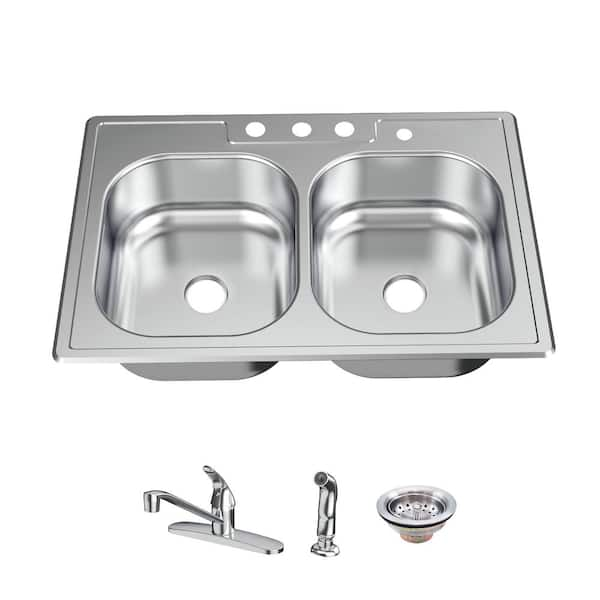 33 inch Flush Mount Medium Single Bowl Stainless Steel Kitchen Sink