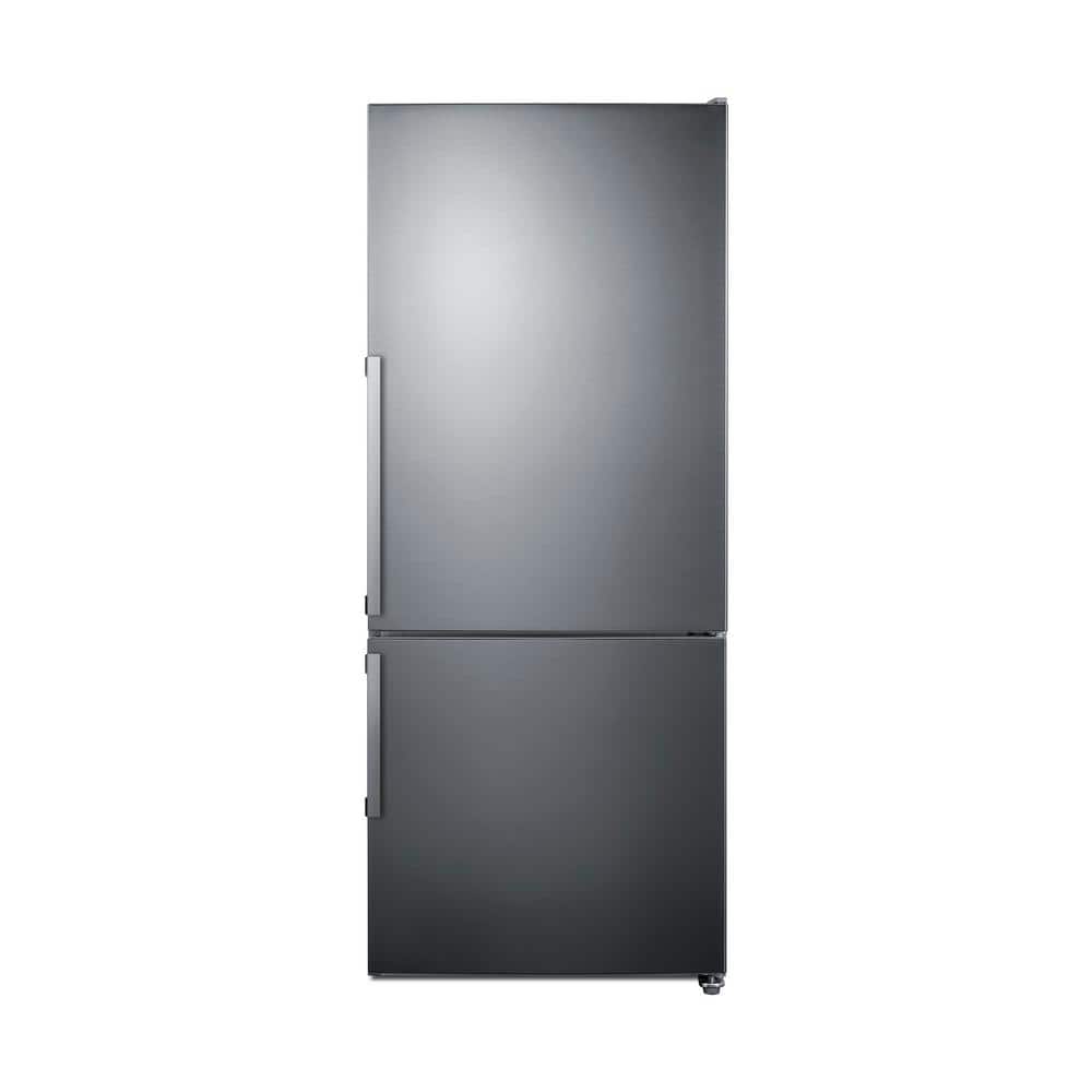 Summit Appliance 28 in. W 13.8 cu. ft. Bottom Freezer Refrigerator in Stainless Steel, Counter