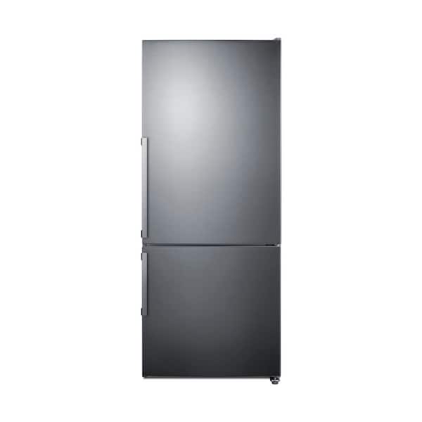 Summit Appliance 28 in. W 13.8 cu. ft. Bottom Freezer Refrigerator in Stainless Steel, Counter Depth