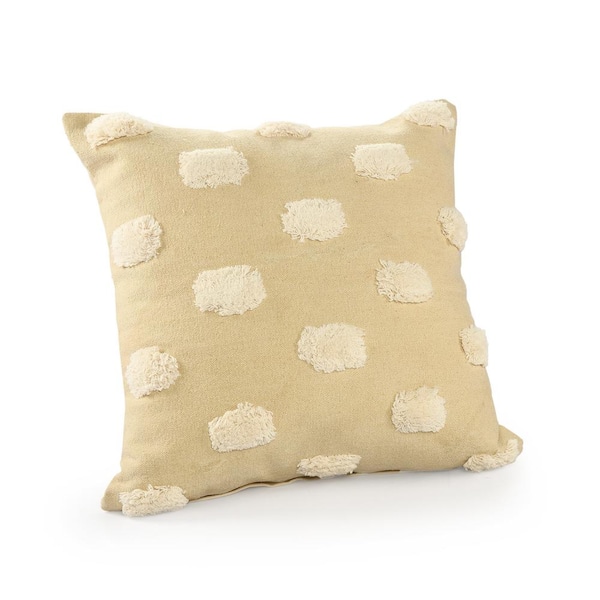 LR Home Jane Cream Pom Pom 100 Cotton 20 in. x 20 in. Throw