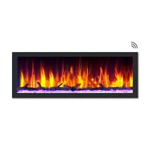 52 in. Cascade Flush-Mount LED Electric Fireplace in Black