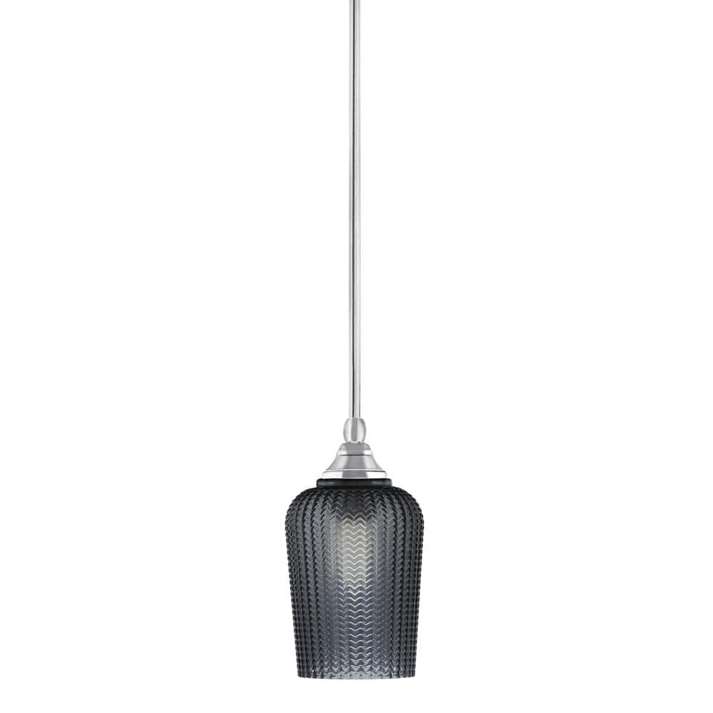 Sparta 100-Watt 1-Light Chrome Shaded Pendant Light Mini Pendant with Smoke