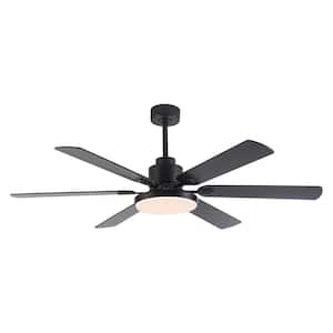 60 in. Indoor Color Changing Integrated LED Matte Black 6-Blade Ceiling Fan with Light Kit, DC Motor and Remote