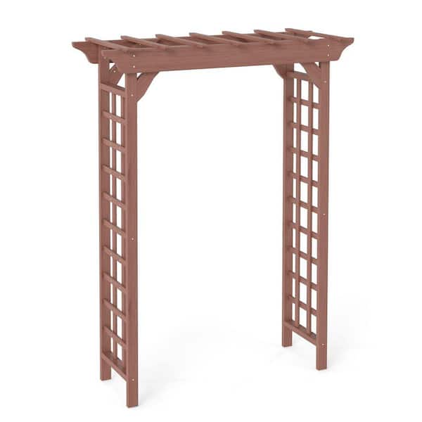 63 in. W x 26 in. D x 85 in. H Brown Fir Wood Arbor Trellis Pergola
