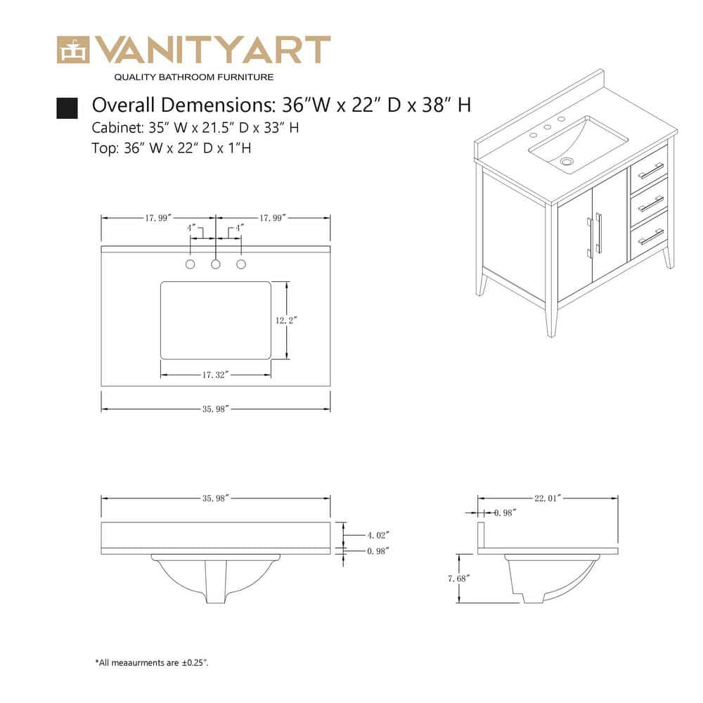 White Poplar Wood Single Sink Bathroom Vanity with Marble Top
