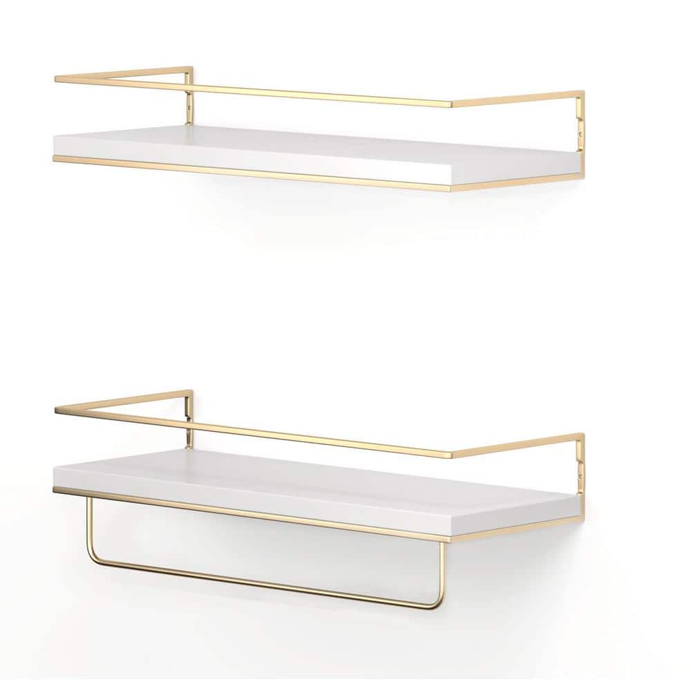 16 in. x 6 in. x 4 in. White Floating Shelf (Set of 2)