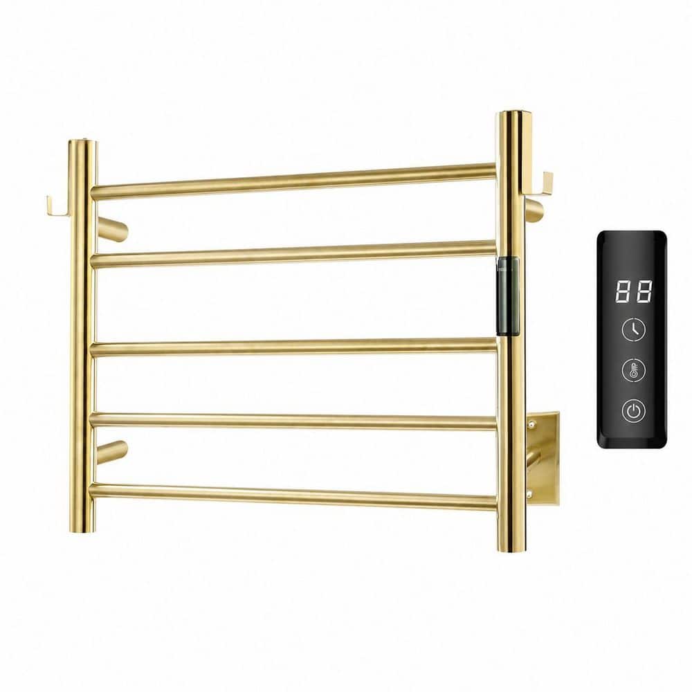 E13 Series 5-Bar Dual-Install Wall-Mounted Hard-Wired Plug-in Electric Heated Towel Warmer Brushed Gold price history on PriceWatchPro