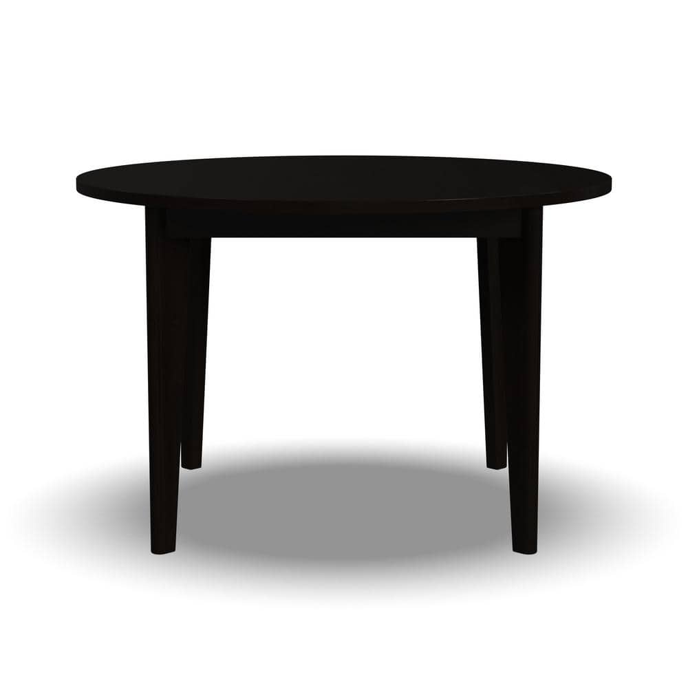 Brentwood Black Wood Round Dining Set with Ivory Cushions