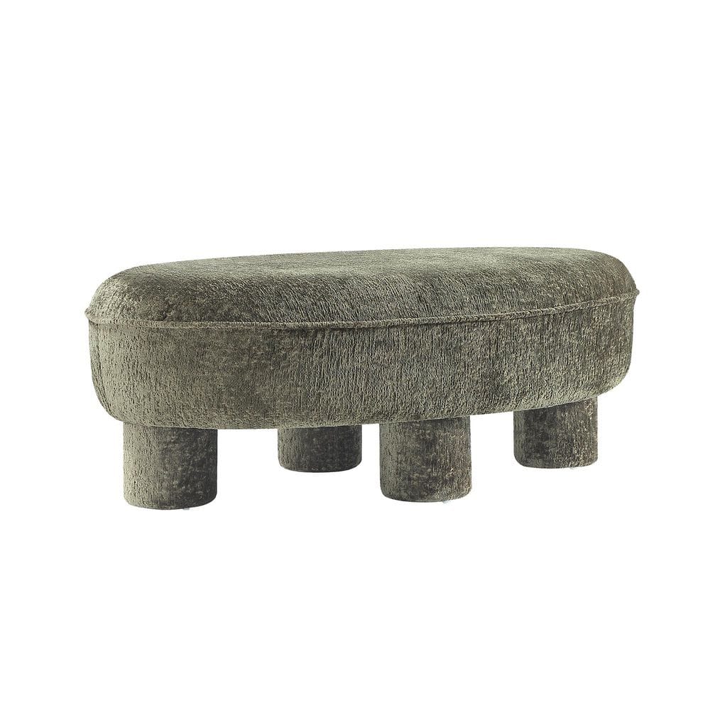 Tribeca Mid-Century Modern Olive Green Chenille Upholstered Oval Accent Ottoman price history on PriceWatchPro