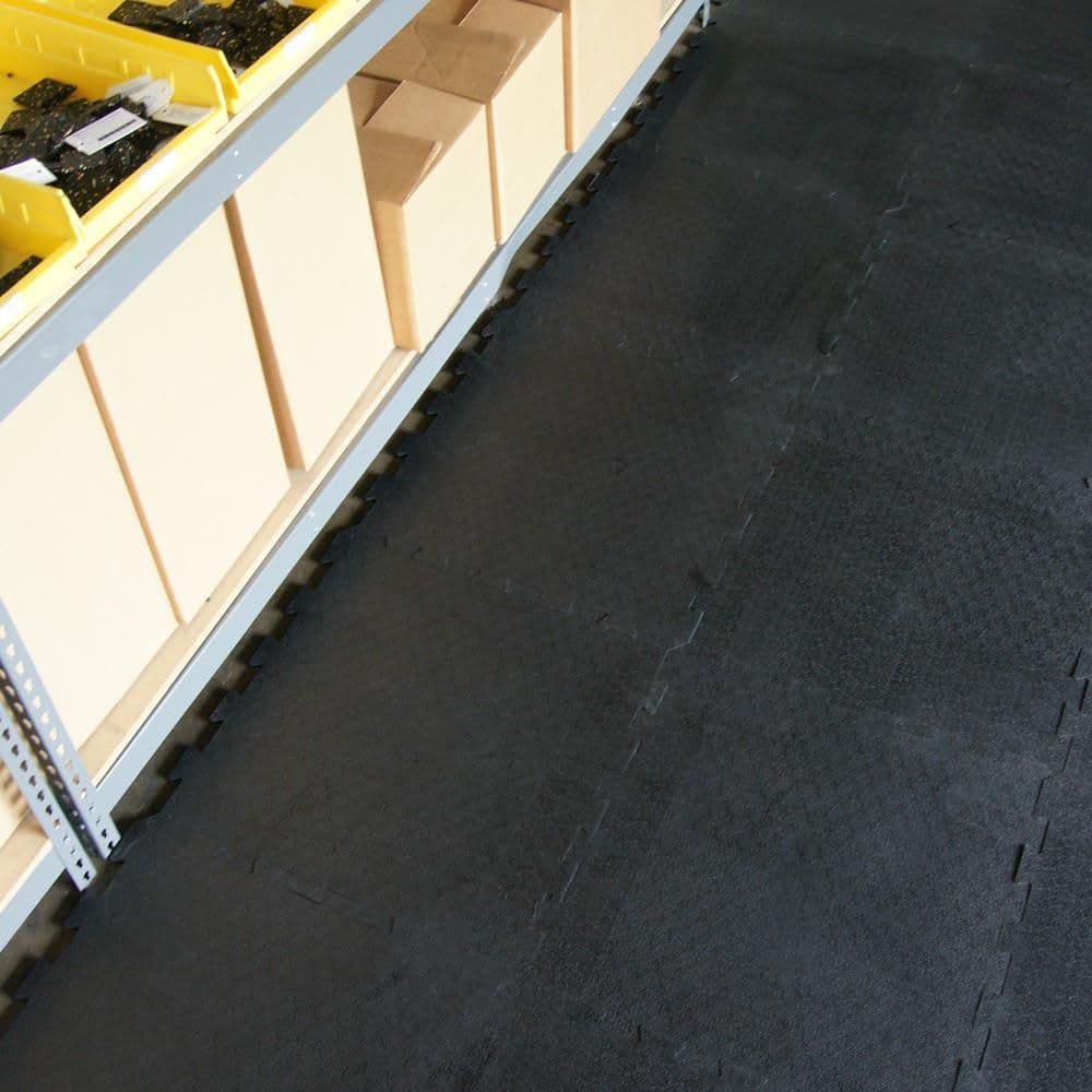 Black Interlocking Rubber Gym Tiles, 24 x 24 Inches, 4-Pack
