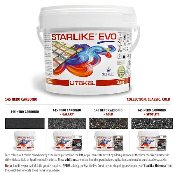 Starlike EVO Epoxy Grout 145 Nero Carbonio Classic Collection 2.5 kg - 5.5 lbs.
