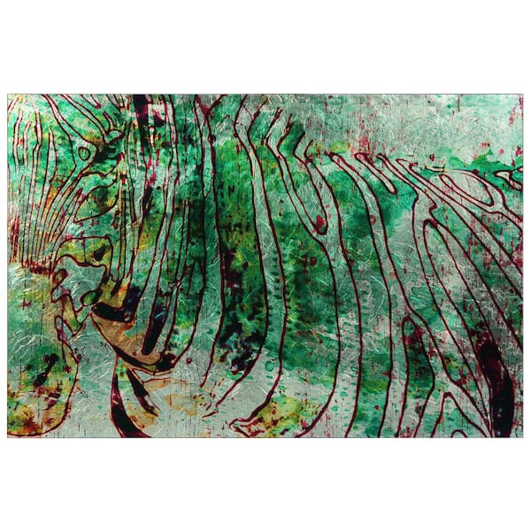 Empire Art Direct Zebra Mix Unframed Abstract Reverse Printed on Tempered Glass with Silver Leaf Wall Art 32 in. x 48 in.