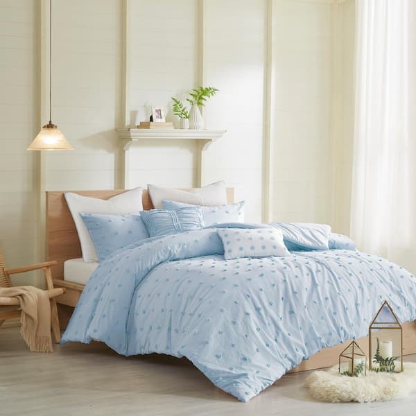 Intelligent Design Maize 7-Piece Blue Cotton King/Cal King Comforter Set