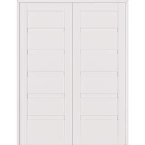 Louver 48 in. x 95.25 in. Both Active Snow White Wood Composite Double Prehung Interior Door
